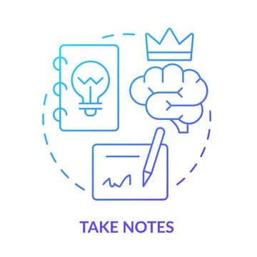 Take notes blue gradient concept icon Stockillustratie
