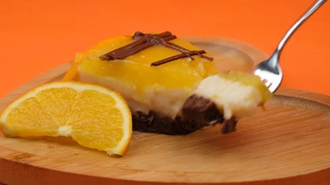 Take orange cake Stock Footage 261820349