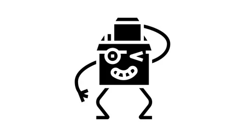 Take out cardboard box character glyph icon animation Stock Footage 326154457