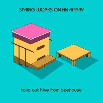 Take out hive from beehouse (spring work) Illustrazione stock