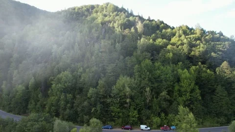 Take off over mountains river in bright sunny summer day Stock Footage 262275534