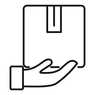 Take parcel home delivery icon, outline style Stock Illustration