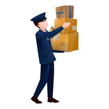 Take parcel icon cartoon vector. Box letter Illustrazione stock