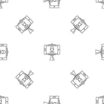 Take photo selfie stick pattern seamless 스톡 일러스트