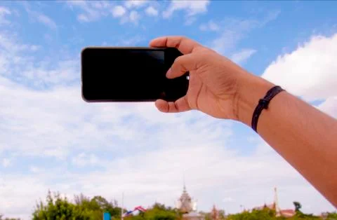 Take pics sky by mobile Stock Photos