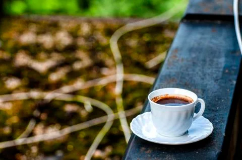Take a picture of coffee cups on different backgrounds Stock Photos