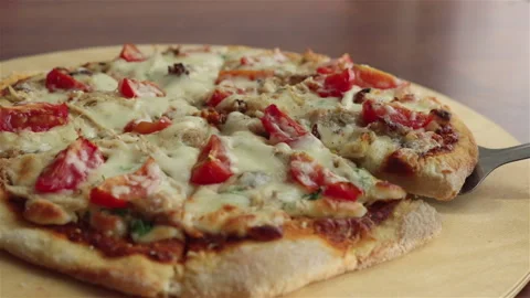 Take a pizza slice with melting cheese Stock Footage 116551050