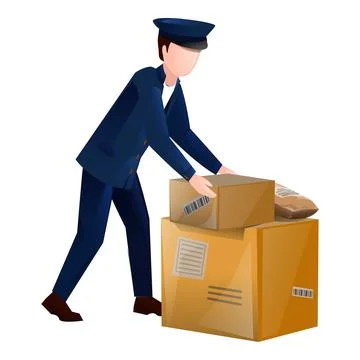 Take post parcel icon cartoon vector. Man service Stock Illustration