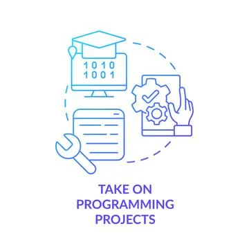 Take on programming projects blue gradient concept icon Stock Illustration