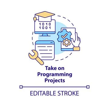 Take on programming projects concept icon Stock Illustration