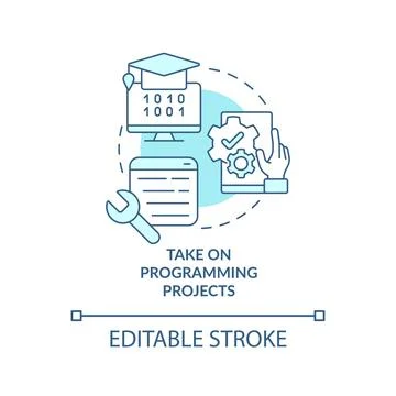 Take on programming projects turquoise concept icon Stock Illustration