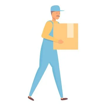 Take relocation box icon cartoon vector. Home move Illustrazione stock