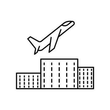 Take off, roll o plane, transportation line icon. elements of airport, travel Illustrazione stock