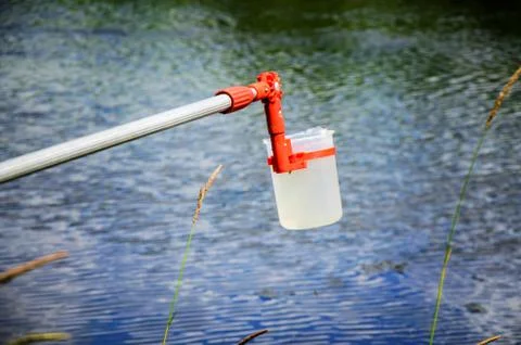 Take samples of water for laboratory testing. The concept - analysis of water Stock Photos