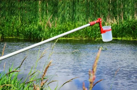 Take samples of water for laboratory testing. The concept - analysis of water Stock Photos