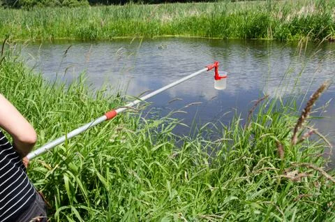 Take samples of water for laboratory testing. The concept - analysis of water Stock Photos