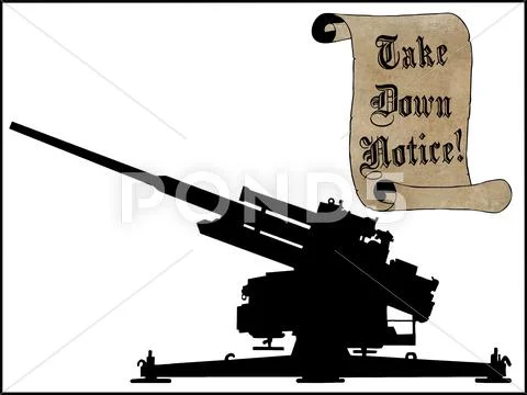 Take scroll down notice with anti aircraft gun Stock Illustration