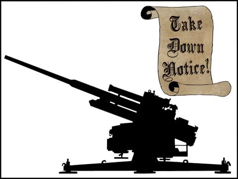 Take scroll down notice with anti aircraft gun Stock Illustration