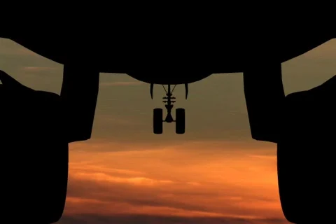 Take off silhouette sunset Video stock 65723