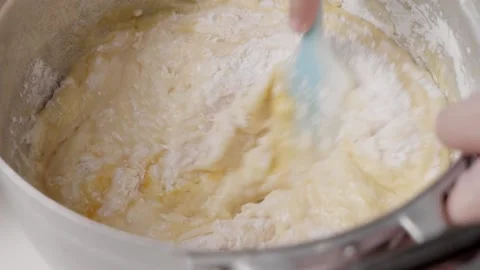 Take a slow motion shot Use a whisk to whisk the ingredients together so quic Video stock 188426907