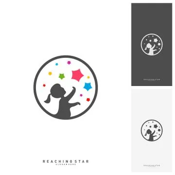 Take a Star Logo Design Template Vector. Reaching Stars Logo Concepts. Creati Illustrazione stock