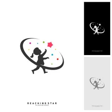 Take a Star Logo Design Template Vector. Reaching Stars Logo Concepts. Creati Stock Illustration