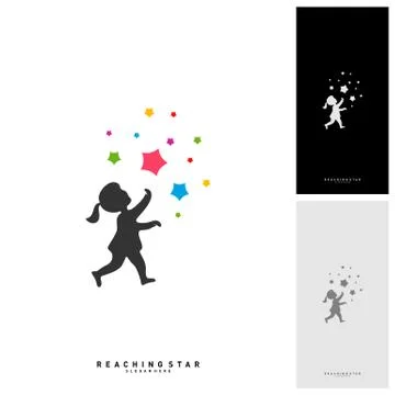 Take a Star Logo Design Template Vector. Reaching Stars Logo Concepts. Creati Stock Illustration