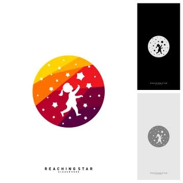 Take a Star Logo Design Template Vector. Reaching Stars Logo Concepts. Creati Stock Illustration