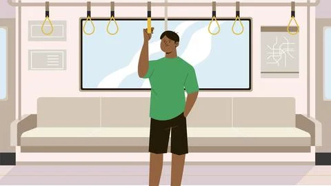 Take the subway. The guy rides the subway Stock Illustration