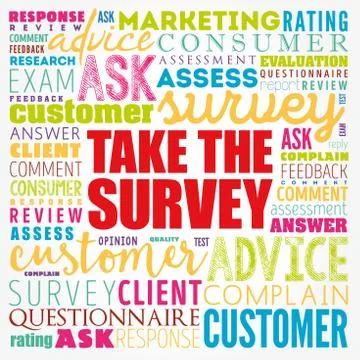 Take the Survey word cloud collage, business concept background Stock Illustration