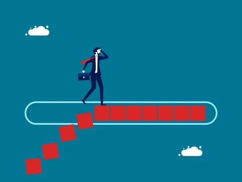 Take time to control your life. Businessman on bar loading vector Stock Illustration