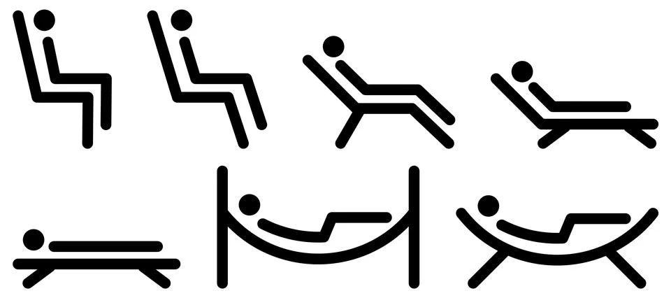 Take the time to explore various sitting and reclining positions to achieve t Stock Illustration
