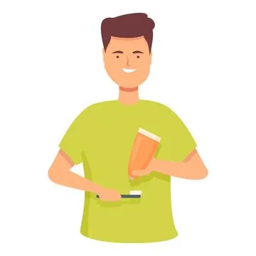 Take tooth paste at morning icon cartoon vector. Smile patient Stock Illustration