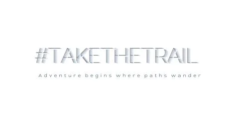 TAKE THE TRAIL masked text design featuring edge accent pill corner square grid Stock Illustration