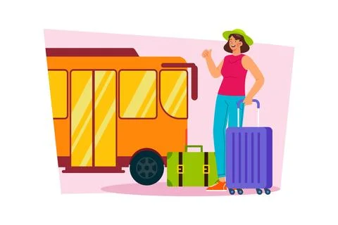 Take a train or bus to reach tourist attractions Stock Illustration