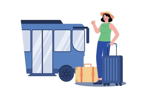 Take a train or bus to reach tourist attractions Stock Illustration