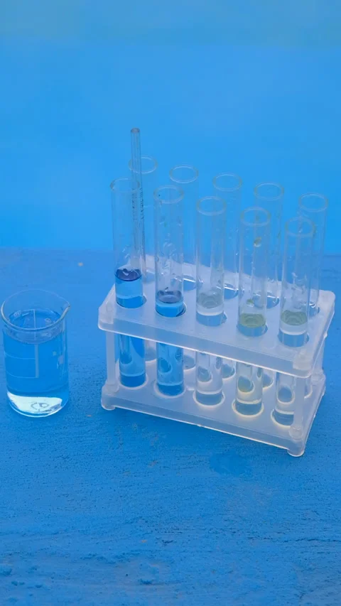 Take a water sample from the pool. Selective focus. Stock Footage 317742221