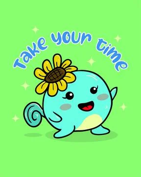 Take your time cute blue character Stock Illustration