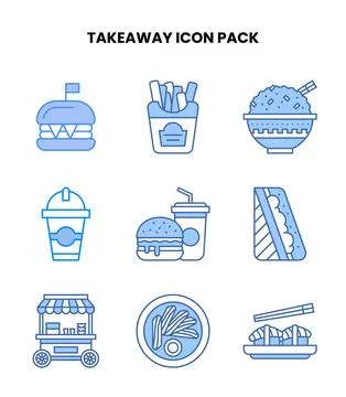 Takeaway Blue Graphics Icons Pack Illustrazione stock
