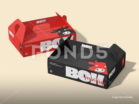 Takeaway Box Mockup with Handle Modèle PSD