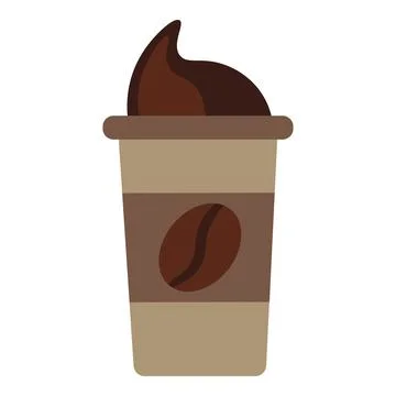 Takeaway coffee with chocolate foam in solid cartoon style Stockillustratie