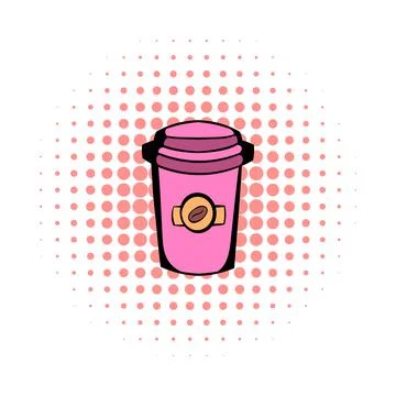Takeaway coffee cup comics icon Stock-Illustration