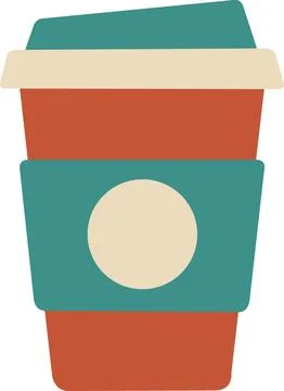 Takeaway coffee cup flat vector icon isolated on white background Stock Illustration