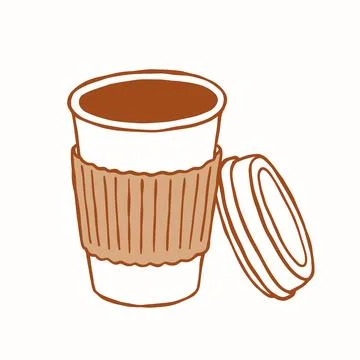 Takeaway Coffee Cup Hand Drawn Illustration Stock Illustration