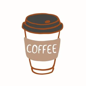 Takeaway Coffee Cup Hand Drawn Illustration Stock Illustration