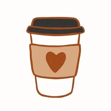 Takeaway Coffee Cup Hand Drawn Illustration Stock Illustration