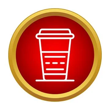 Takeaway coffee cup icon design on red button Stock Illustration