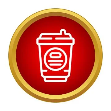 Takeaway coffee cup icon on red background Stock Illustration