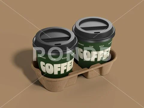 Takeaway Coffee Cup Mockup with Drink Holder PSD Template