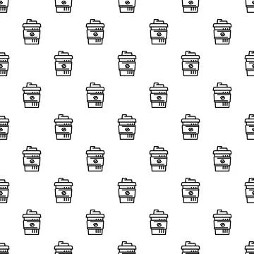 Takeaway coffee cups seamless pattern on white background Stock Illustration